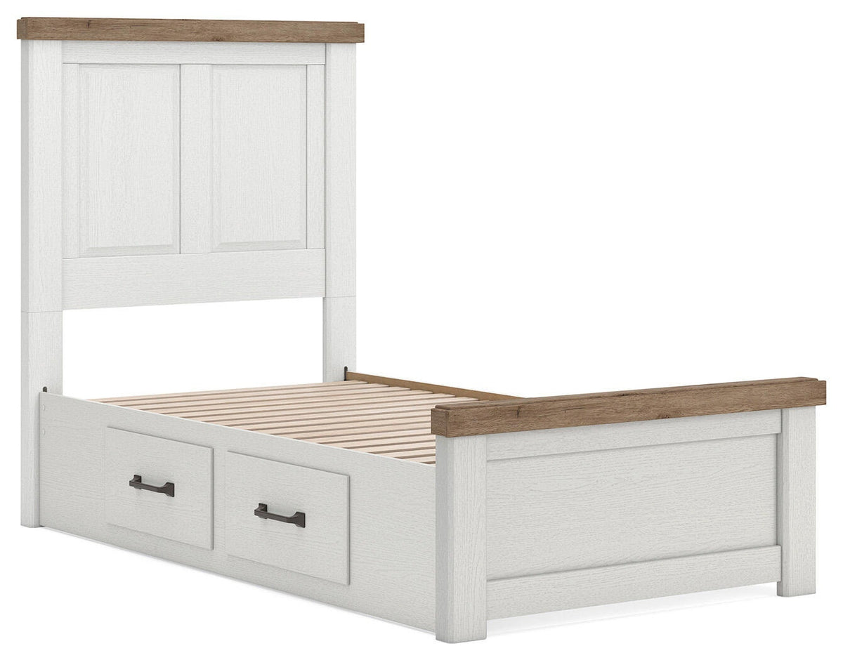 Savonport Twin Panel Bed with Storage (Youth) - White/Brown  (B4615-SI) - Image 2