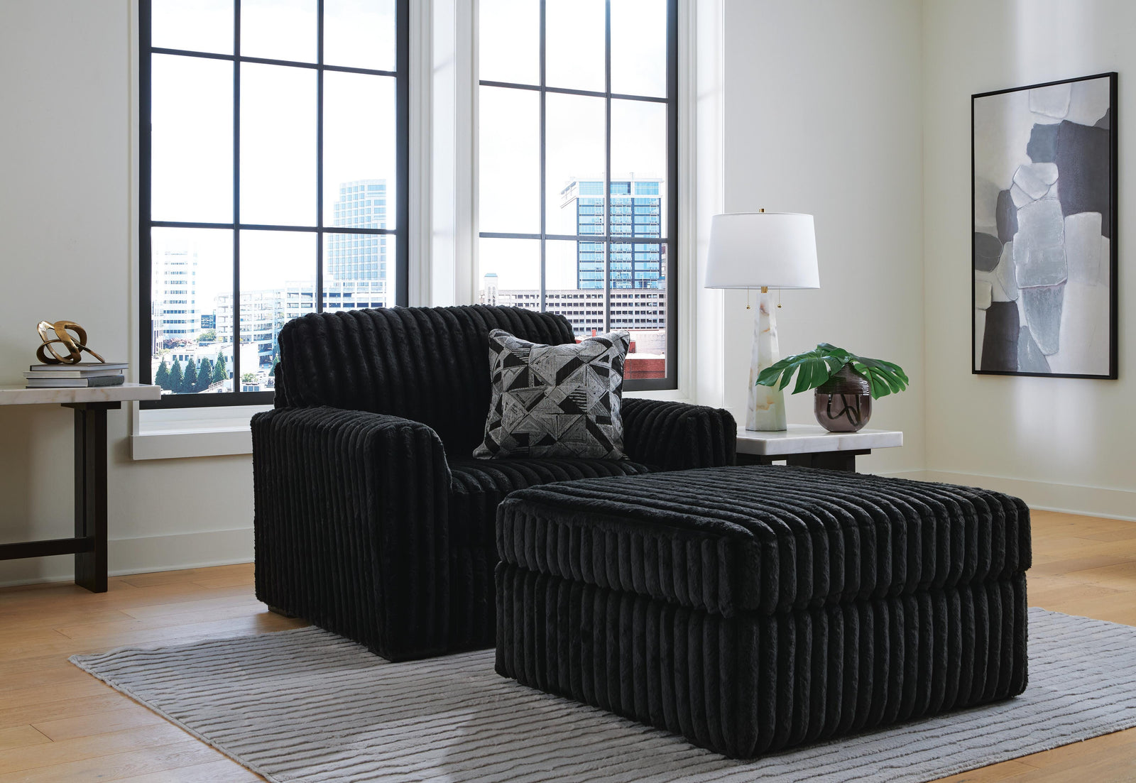 Midnight-Madness Oversized Chair and Ottoman (98103-SI) - Image 8