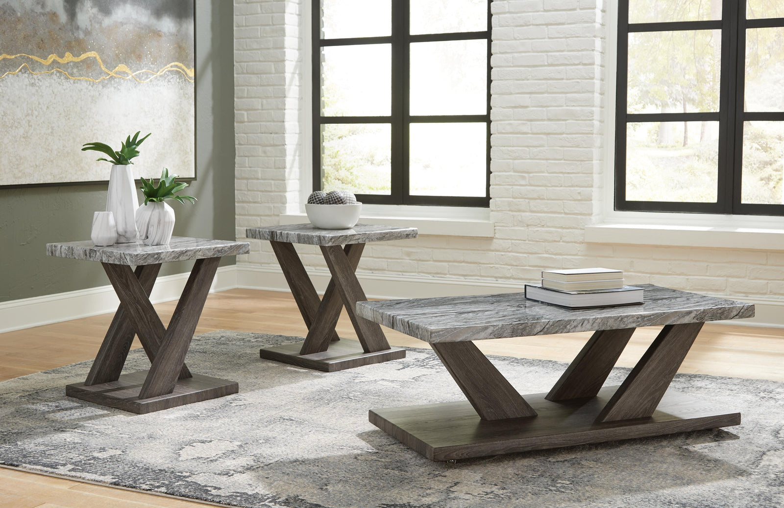Bensonale Table (Set of 3) - Brown/Gray  (T400-SI) - Image 11
