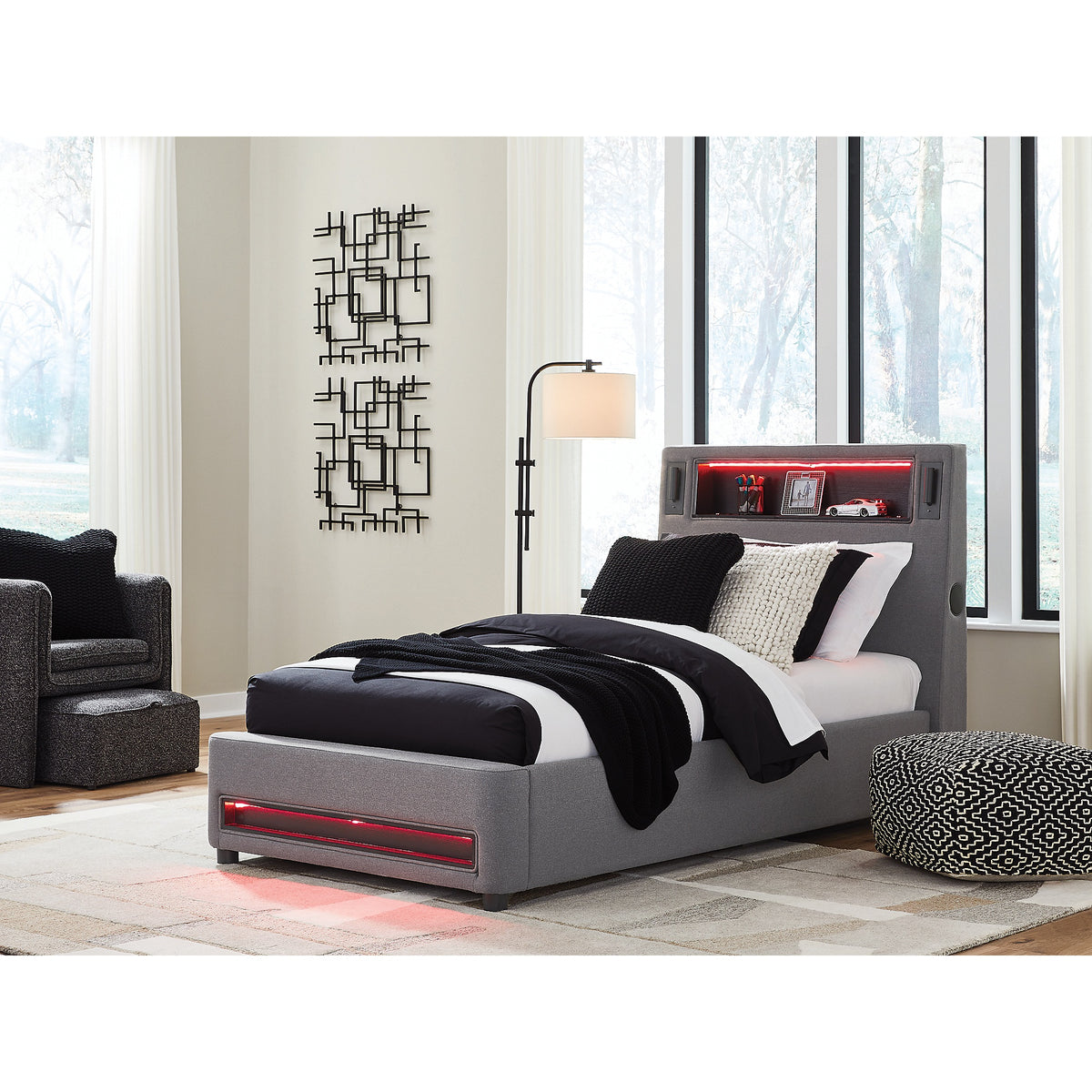 Verishaw Twin Upholstered Bed (PCB2721-SI) - Image 8