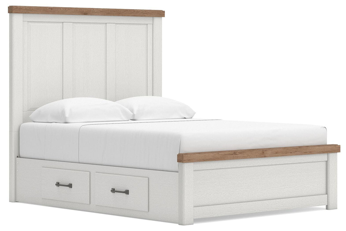 Savonport Panel Bed with Storage - White/Brown  (B4615-SI)