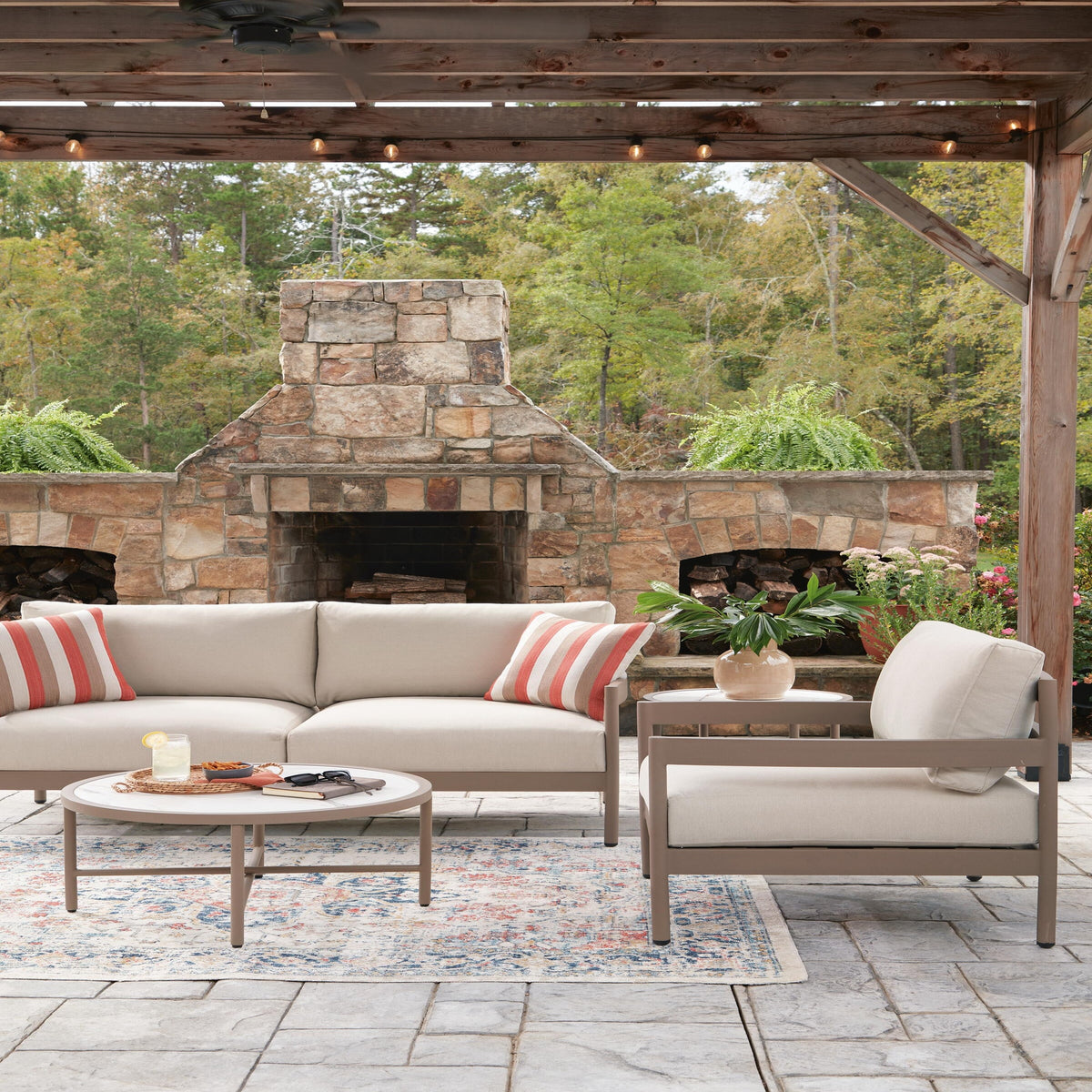 Bluff Trail Outdoor Love/Chairs/Tables Set (Set of 5) (PCP383-SI) - Image 7