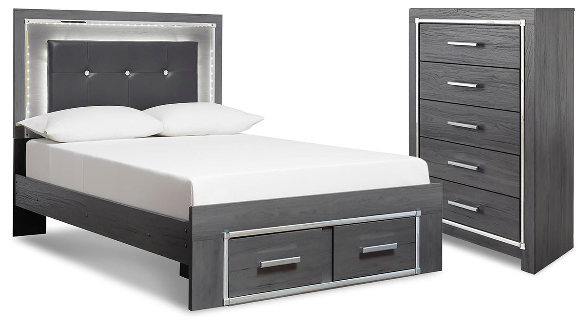Lodanna Upholstered Panel Storage Bed and Chest (B214-SI)