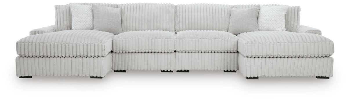 Stupendous 4-Piece Sectional with Double Chaise (25903-SI)