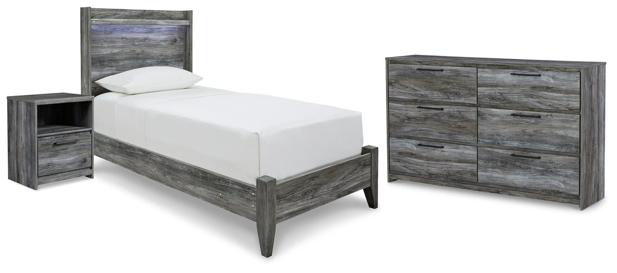 Baystorm Panel Bed, Dresser and Nightstand - Gray  (B221-SI)