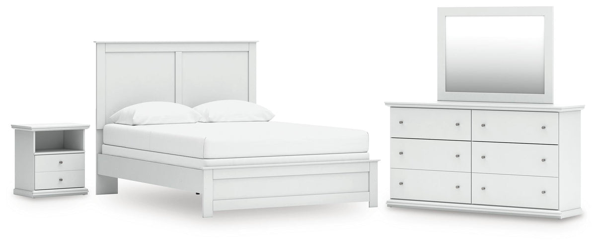 Bostwick Shoals Panel Bed, Dresser, Mirror and Nightstand - White  (B139-SI)