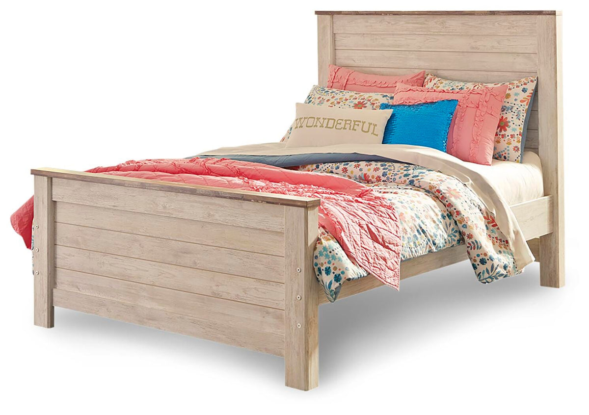 Willowton Panel Bed and Nightstand - Whitewash  (B267-SI) - Image 2