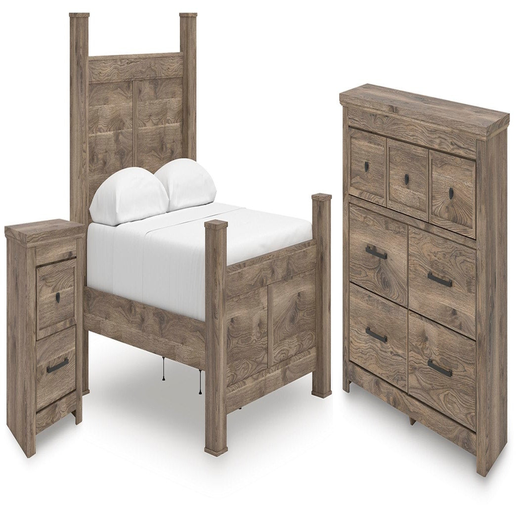 Rusticott King Poster Bed, Dresser and Nightstand (PCB2260-SI)