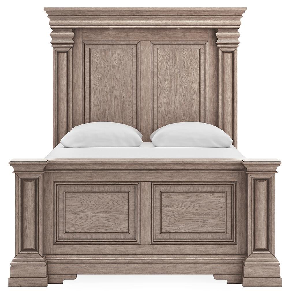 Blairhurst Panel Bed, Dresser, Mirror and 2 Nightstands - Light Grayish Brown  (B916-SI) - Image 4