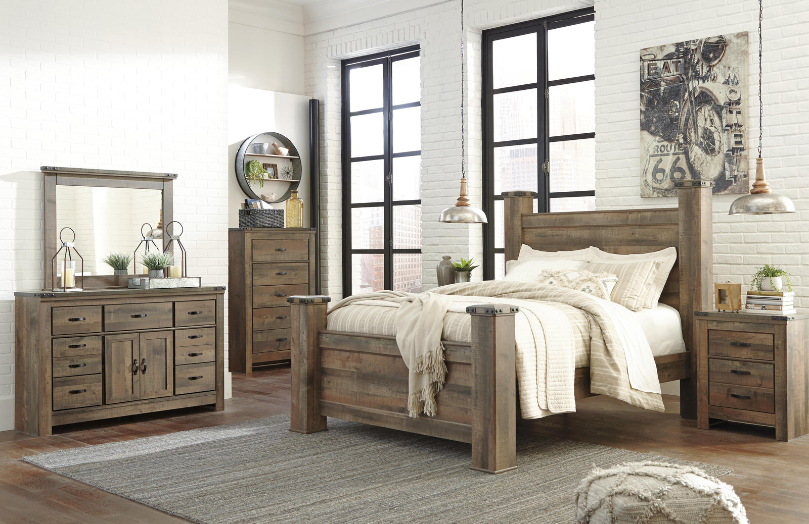 Trinell Poster Bed - Brown  (B446-SI) - Image 6