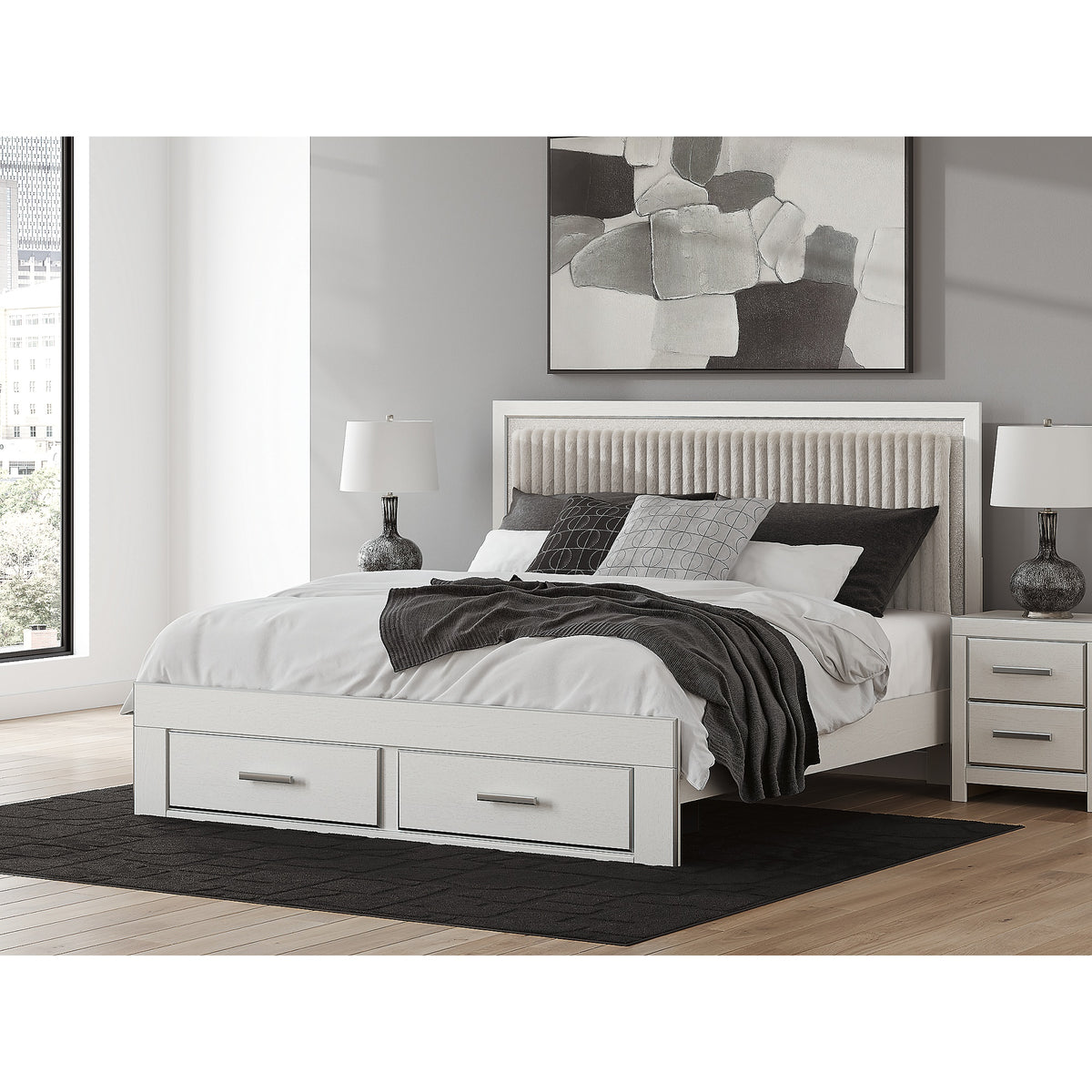 Zuraleus King Upholstered Panel Platform Storage Bed (PCB3381-SI) - Image 6