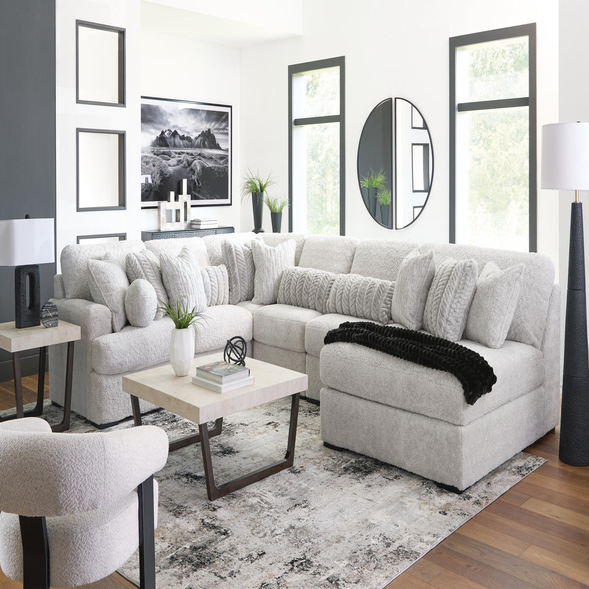 Cuddle Plush 6-Piece Sectional with Chaise (PC59106-SI) - Image 3