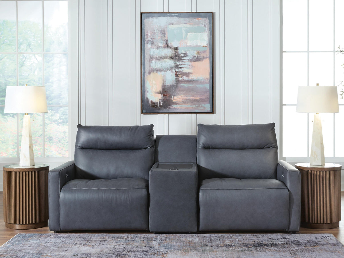 ModZ 3-Piece Power Reclining Sectional Loveseat with Audio Console (U14001-SI)