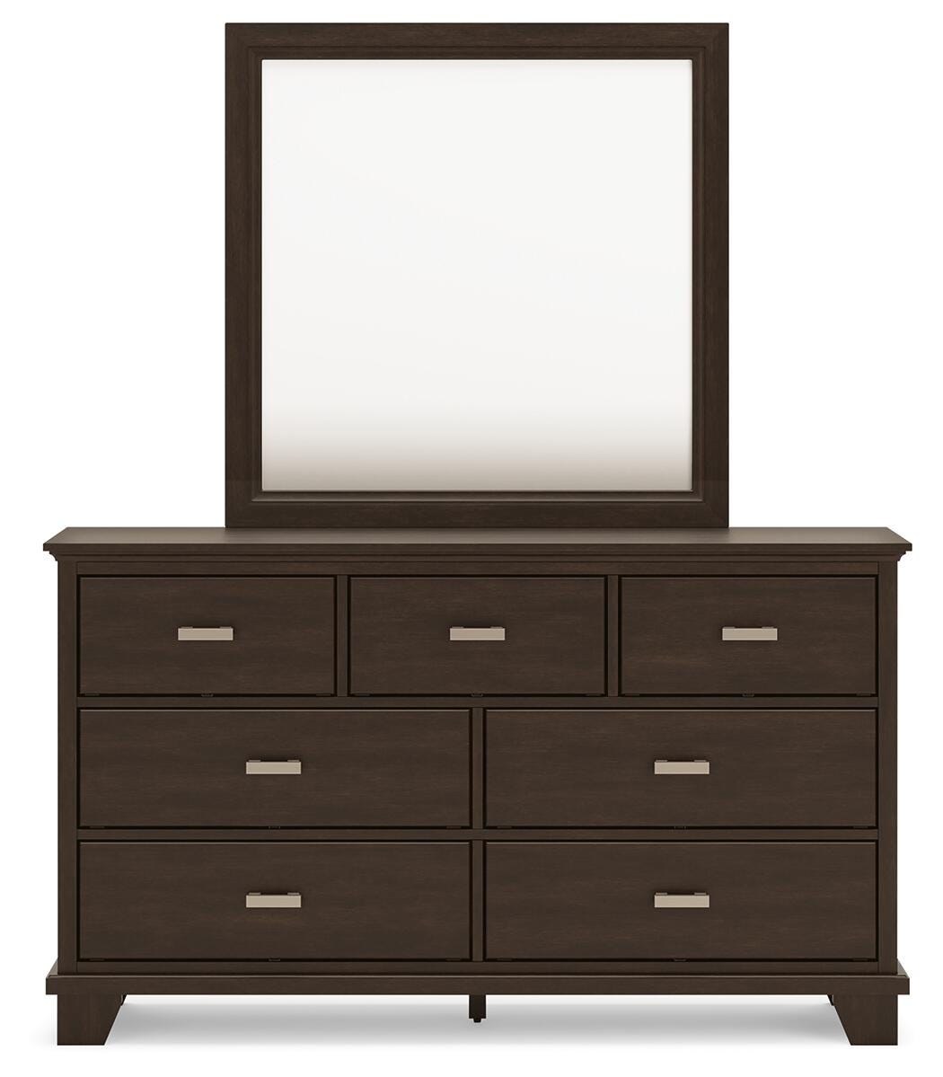 Covetown Dresser and Mirror - Dark Brown  (B441-SI)