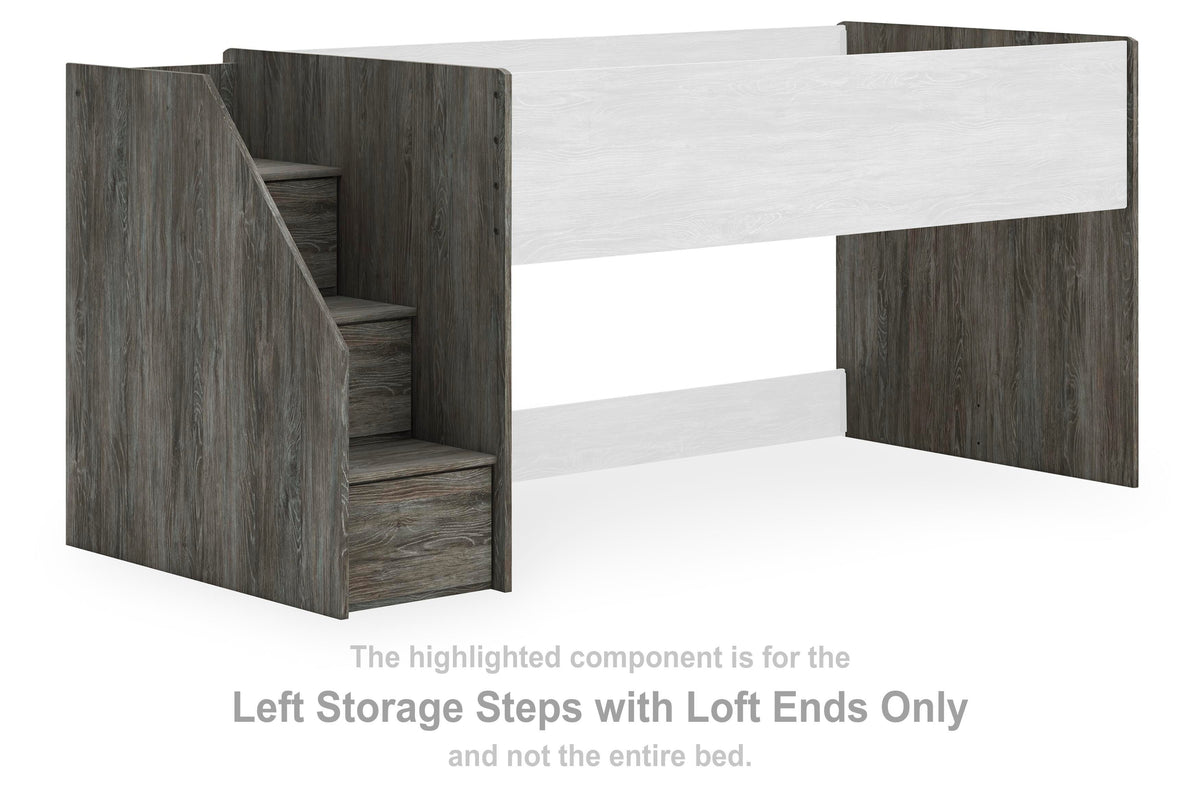 Frandern Left Storage Steps with Loft Ends (Youth) - Gray  (B4480-SI)