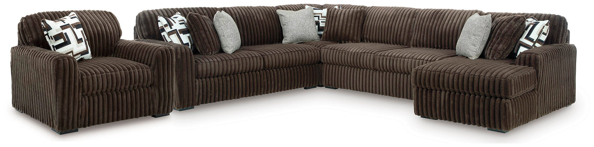Midnight-Madness 4-Piece Sectional and Oversized Chair (98104-SI)