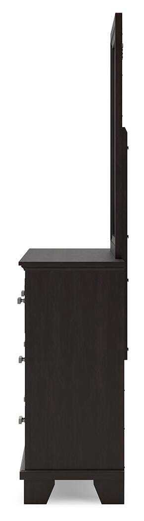 Covetown Panel Bed, Dresser, Mirror, Chest and Nightstand - Dark Brown  (B441-SI) - Image 8