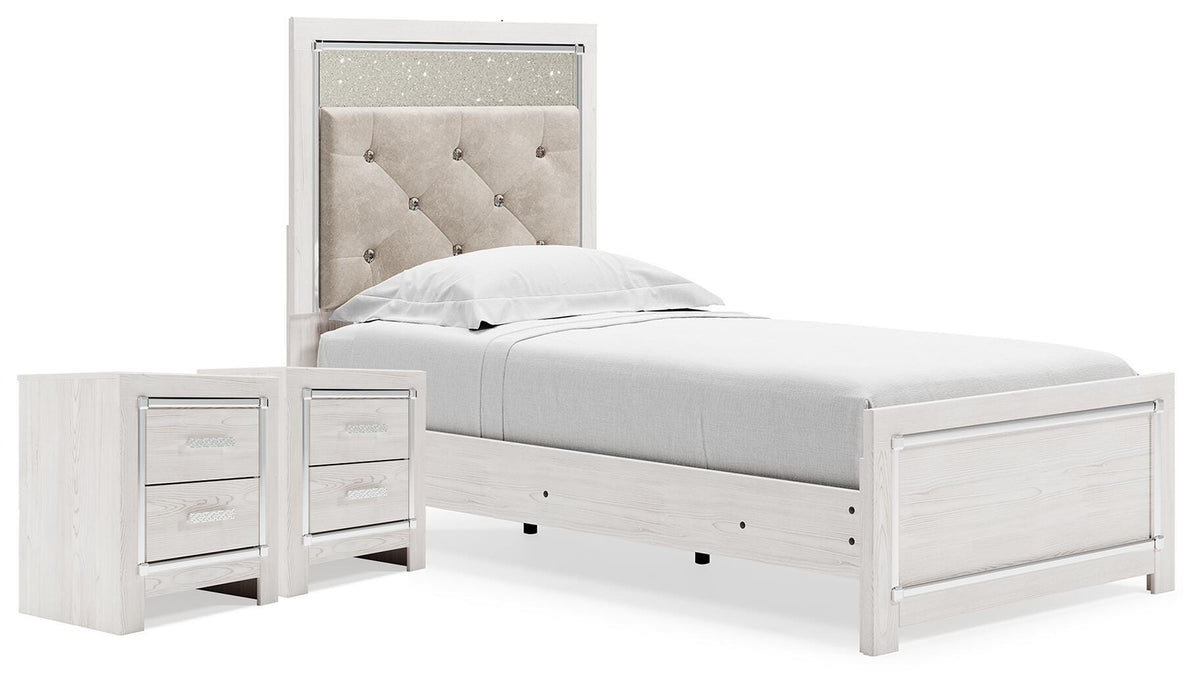 Altyra Upholstered Panel Bed and 2 Nightstands (B2640-SI)