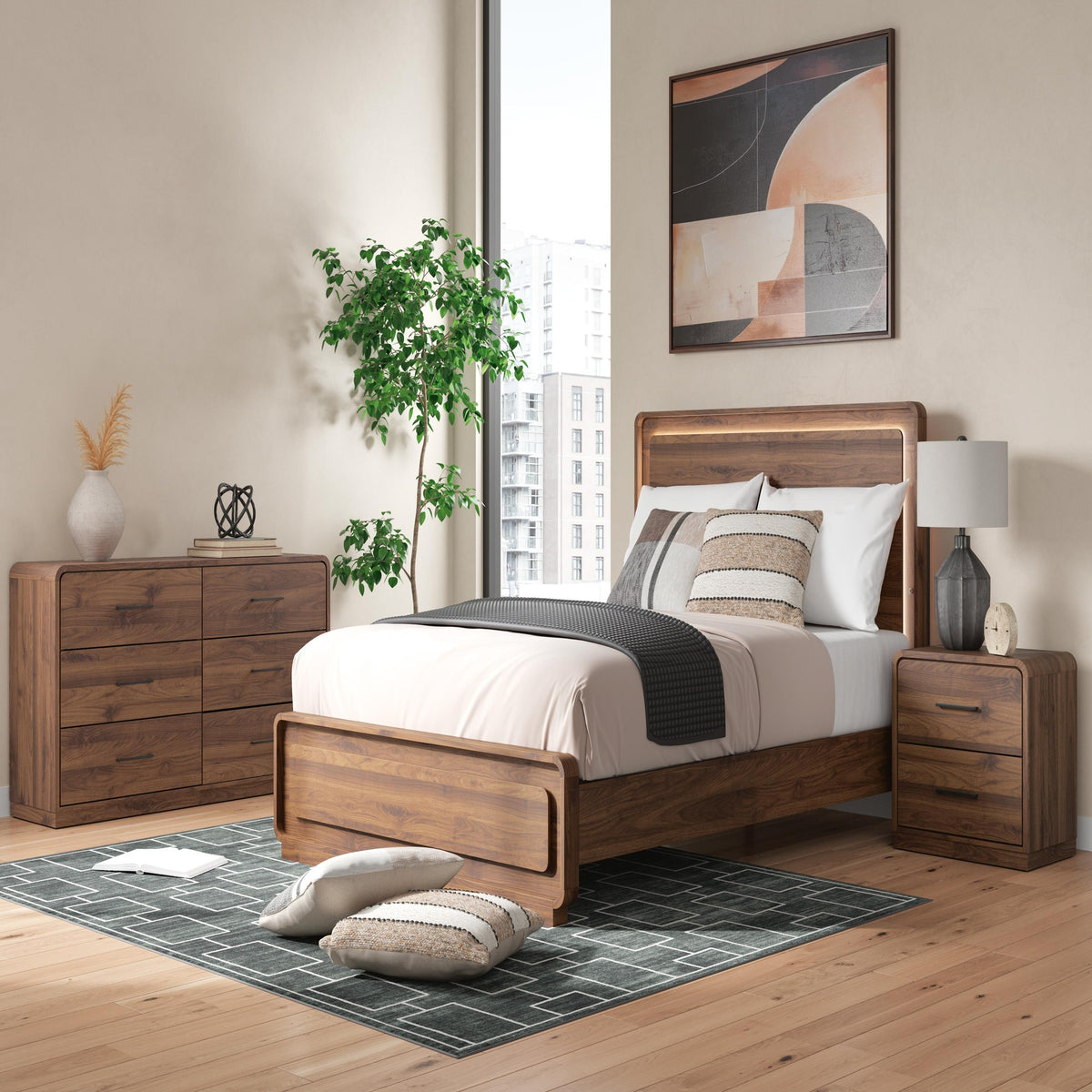 Fortlorn Queen Panel Bed, Dresser and Nightstand (PCB386-SI) - Image 2