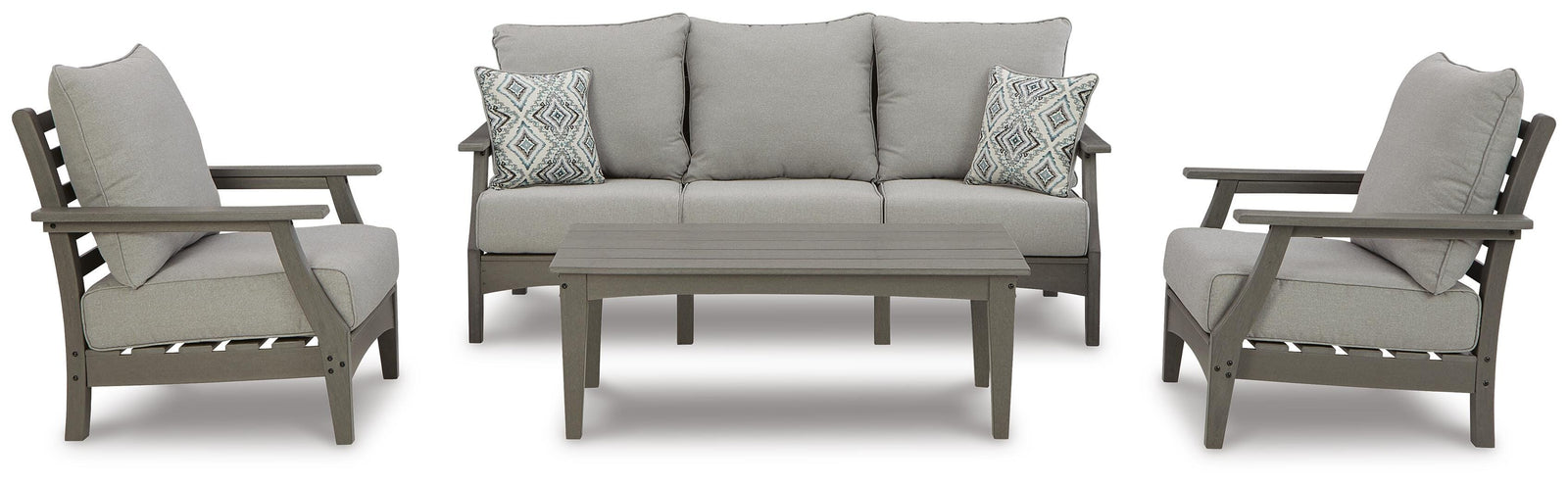 Visola Outdoor Sofa, 2 Lounge Chairs and Coffee Table (P802-SI)