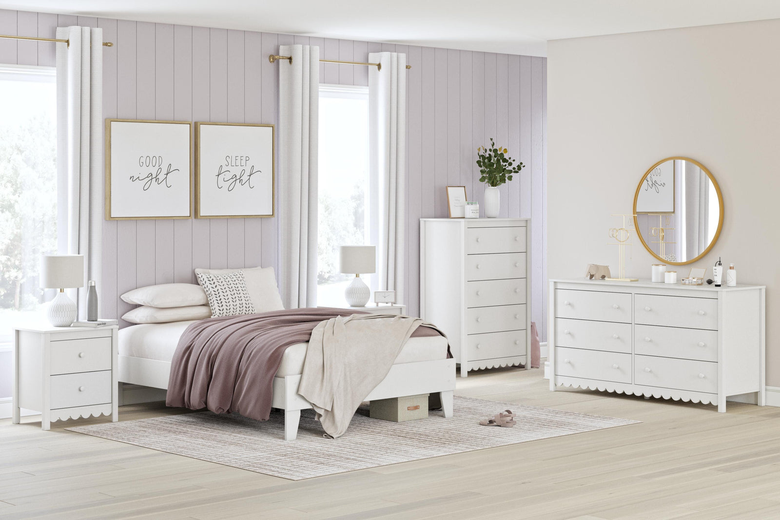 Hallityn Platform Bed (Youth) - White  (EB1810-SI) - Image 9