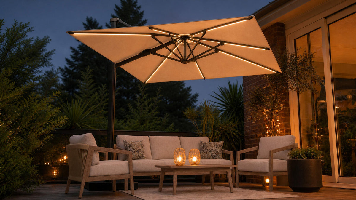 Spring Palms 11  LED Offset Umbrella (P130-SI)
