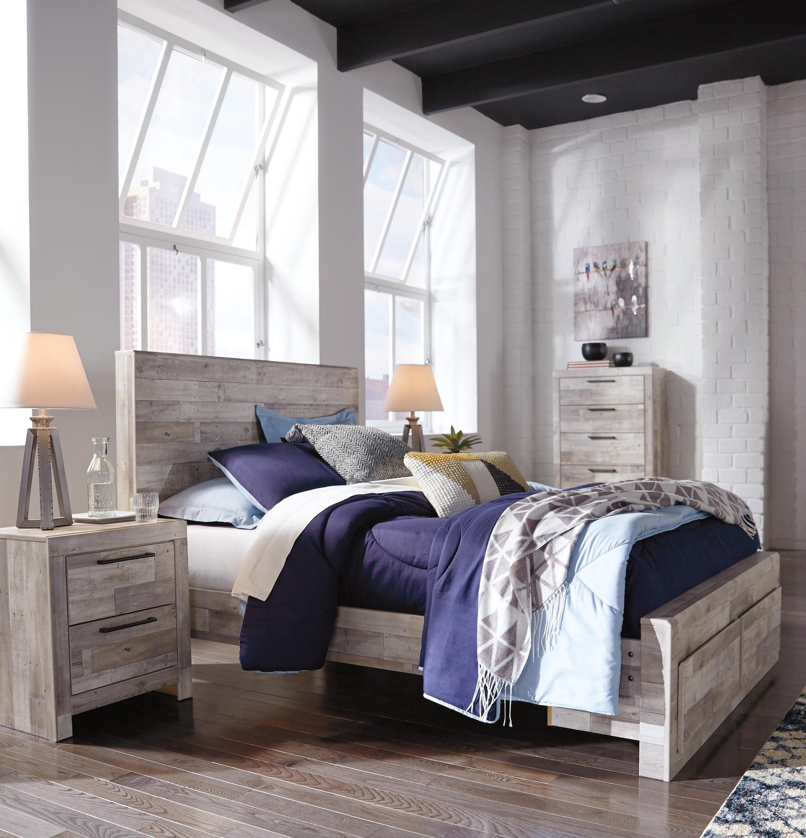 Effie Panel Headboard - Whitewash  (B255-SI) - Image 12