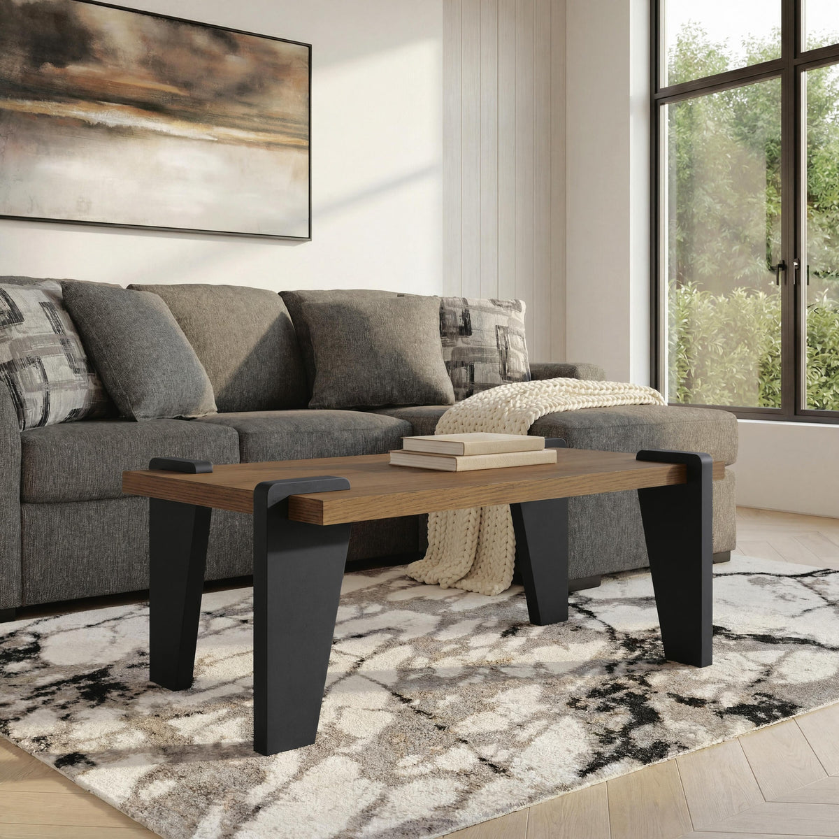 Weathermore Coffee Table - Brown/Black  (T531-SI) - Image 5