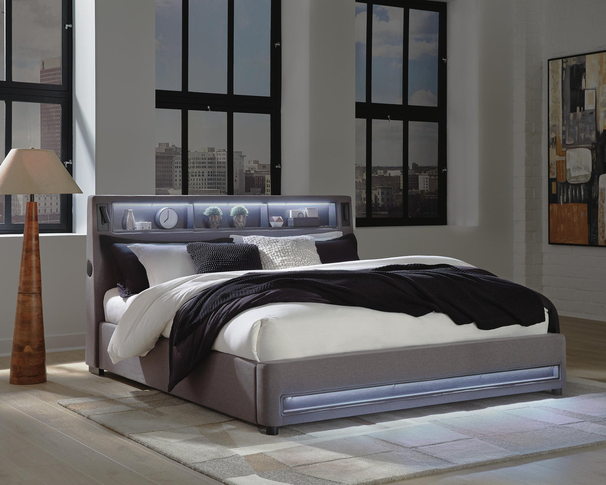 Finigale Full Upholstered Bed with Wireless Audio (PCB2721-SI)
