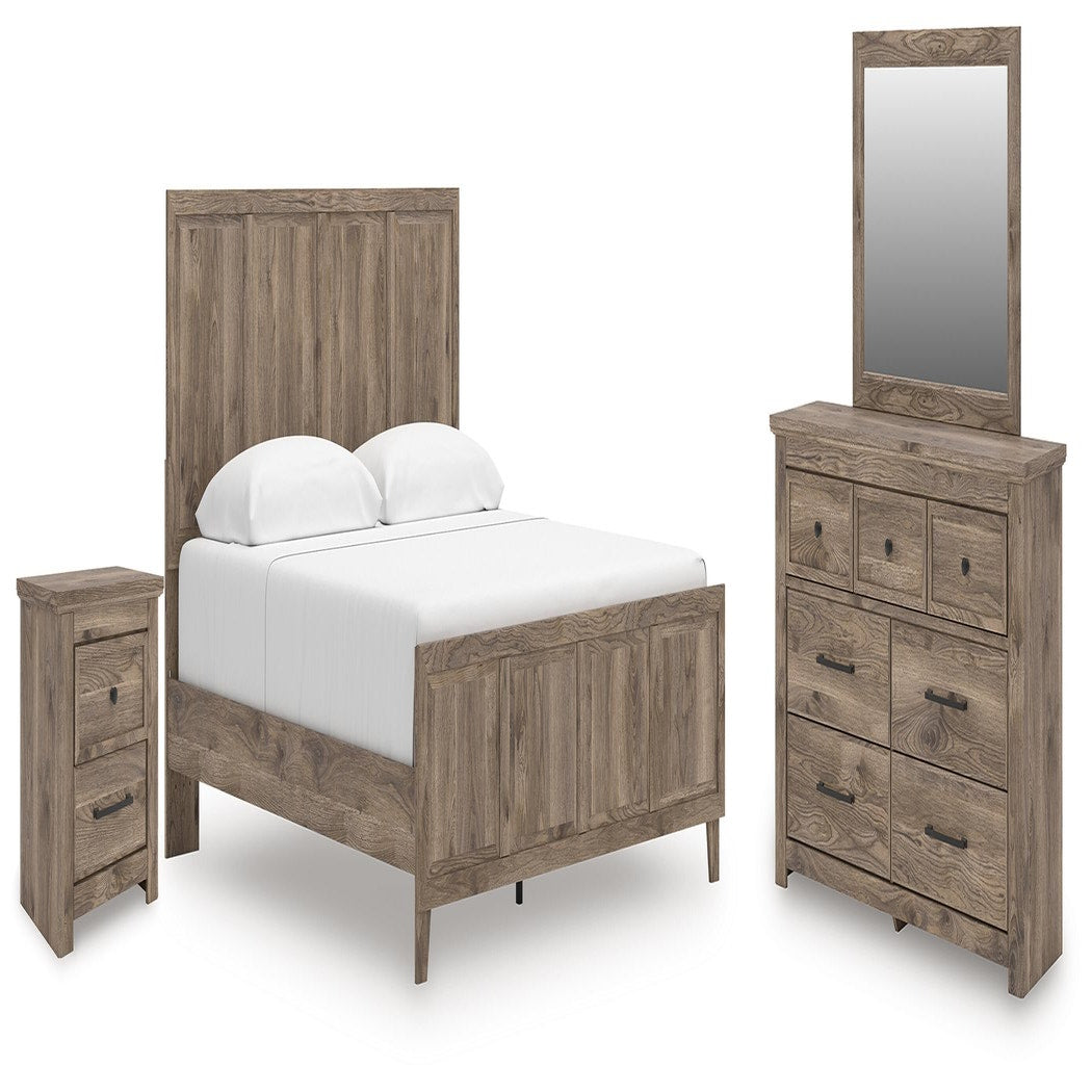 Rusticott King Panel Bed, Dresser, Mirror and Nightstand (PCB2260-SI)