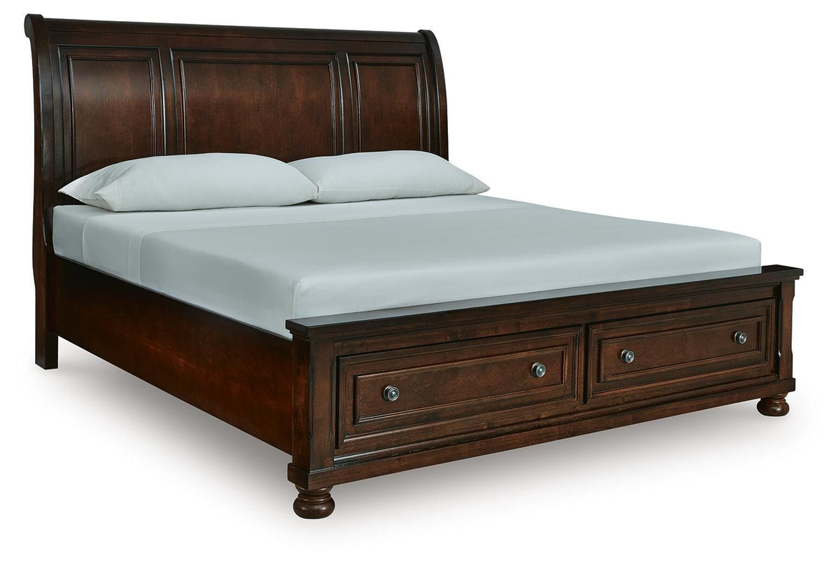 Porter Sleigh Storage Bed - Rustic Brown  (B697-SI)