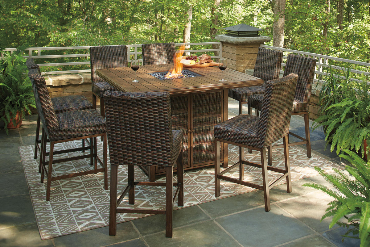 Paradise Trail Outdoor Counter Height Dining Table with 6 Barstools (P750-SI) - Image 7