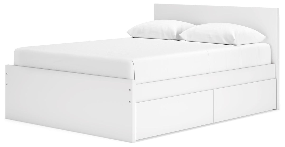 Onita Panel Platform Bed with 2 Side Storage - White  (EB9630-SI) - Image 3