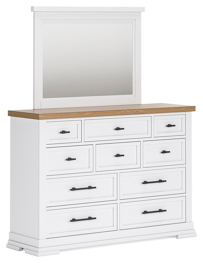 Ashbryn Panel Storage Bed, Dresser and Mirror - White/Natural  (B844-SI) - Image 3