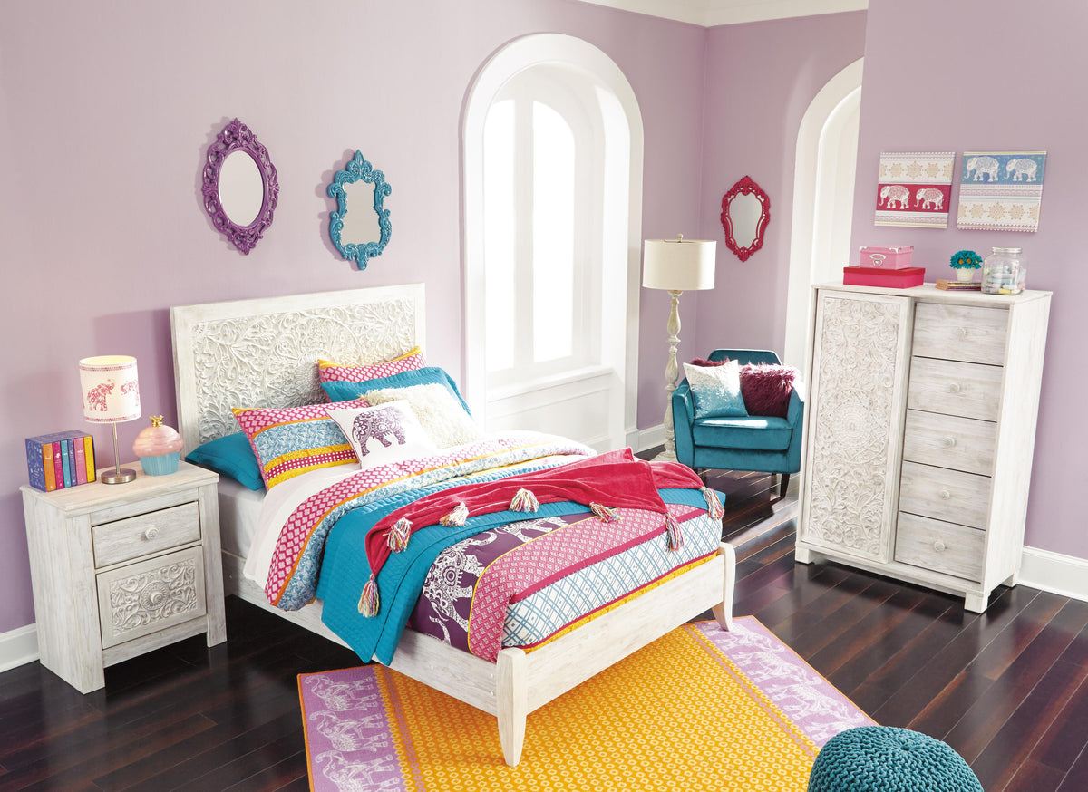 Paxberry Panel Headboard (Youth) - Whitewash  (B181-SI) - Image 8