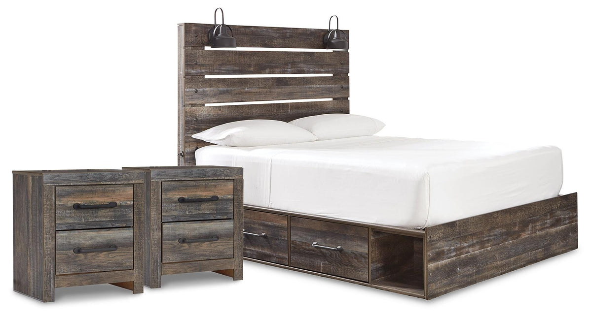 Drystan Panel Storage Bed and 2 Nightstands - Multi  (B211-SI)
