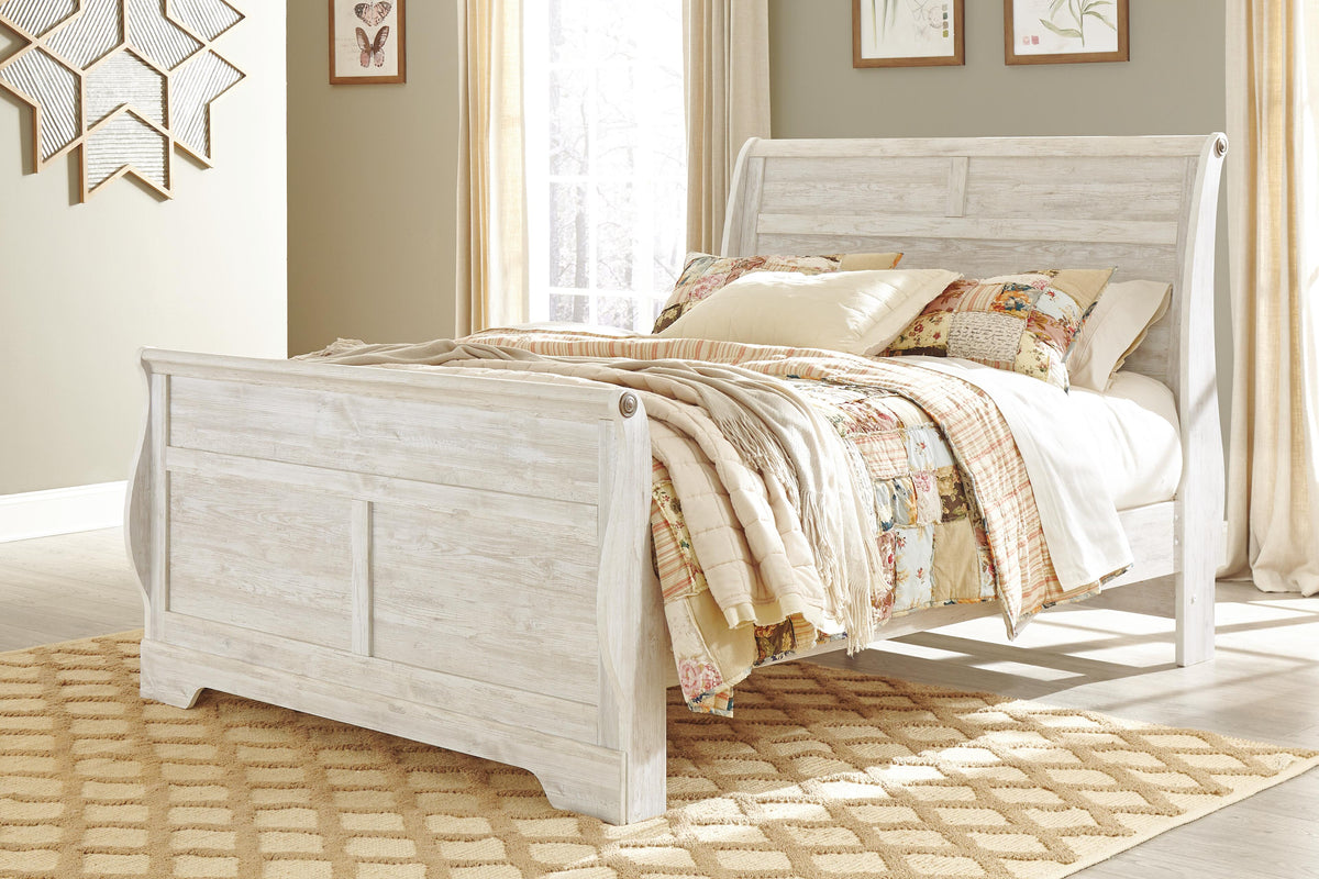 Willowton Sleigh Bed - Whitewash  (B267-SI) - Image 3