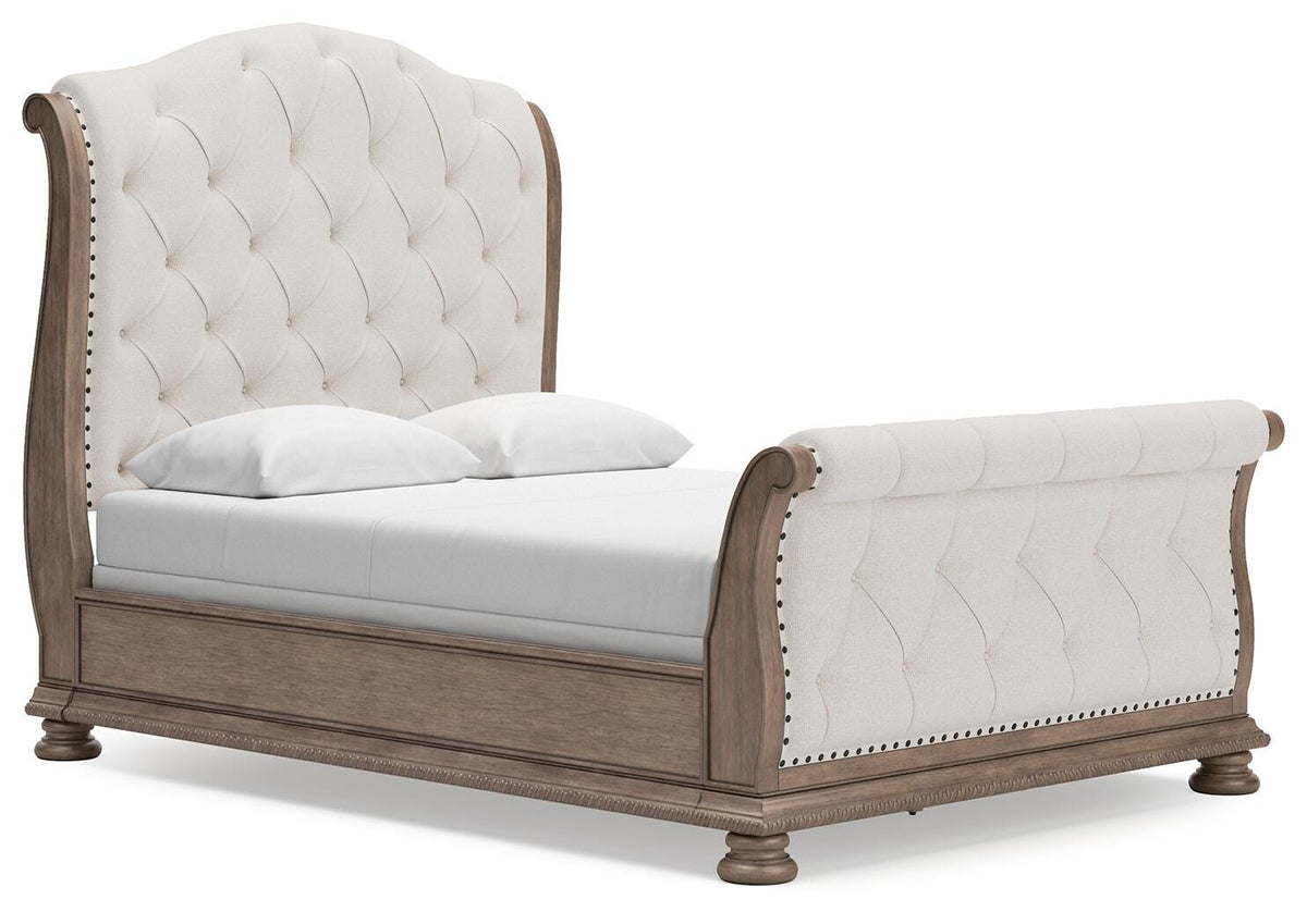 Ardenfield Upholstered Sleigh Bed - Light Brown  (B944-SI)