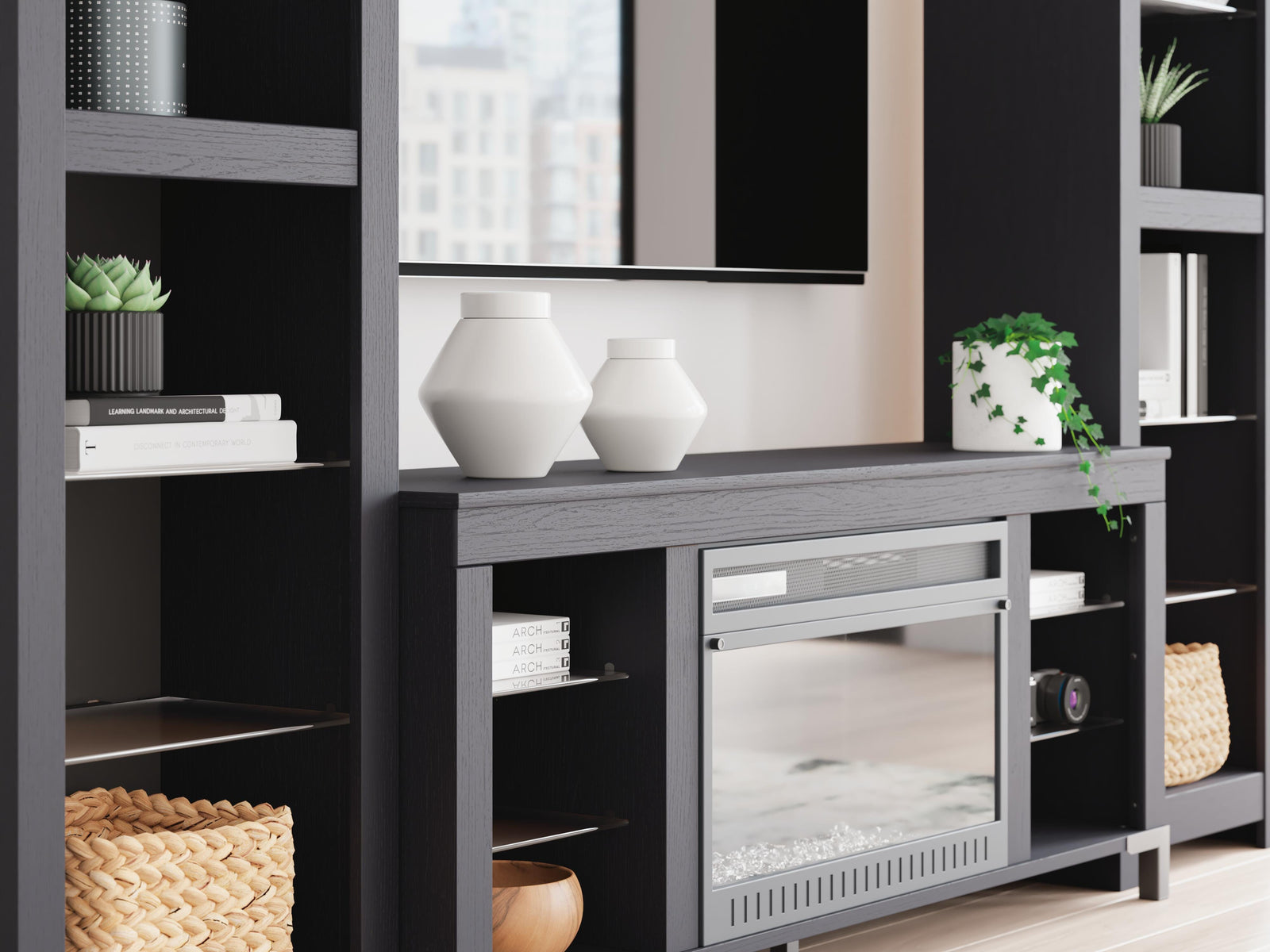 Cayberry 3-Piece Entertainment Center with Electric Fireplace (W2721-SI) - Image 7