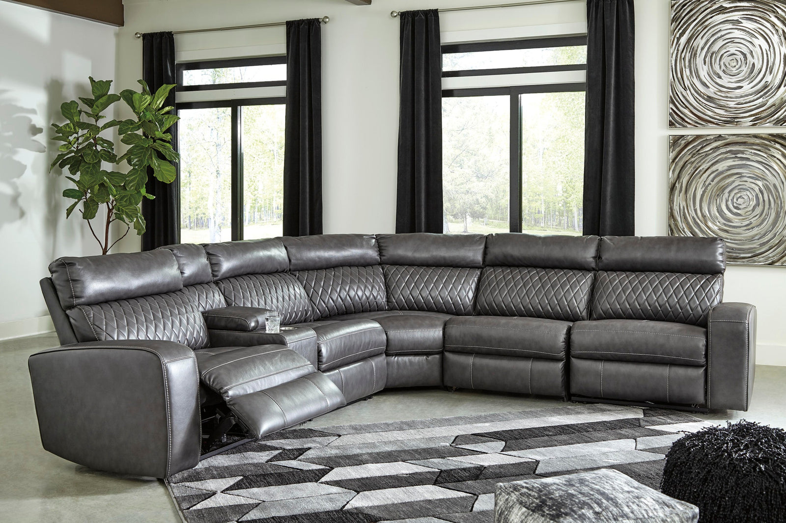 Samperstone 6-Piece Power Reclining Sectional (55203-SI) - Image 3