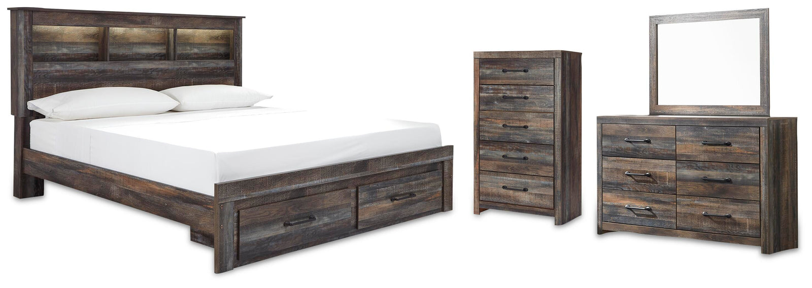 Drystan Storage Bed, Dresser, Mirror and Chest - Multi  (B211-SI)