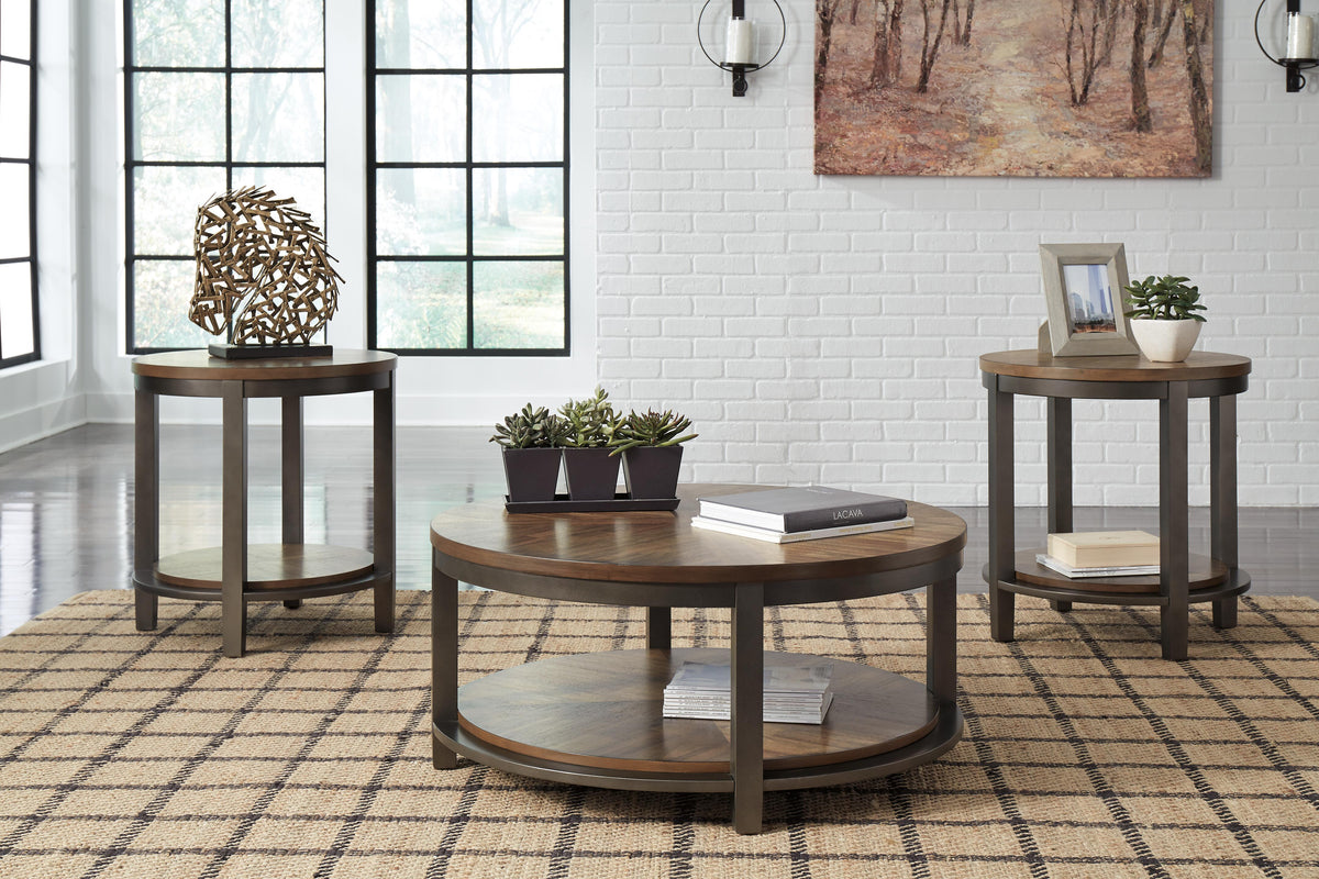 Roybeck Table (Set of 3) - Light Brown/Bronze  (T411-SI) - Image 2
