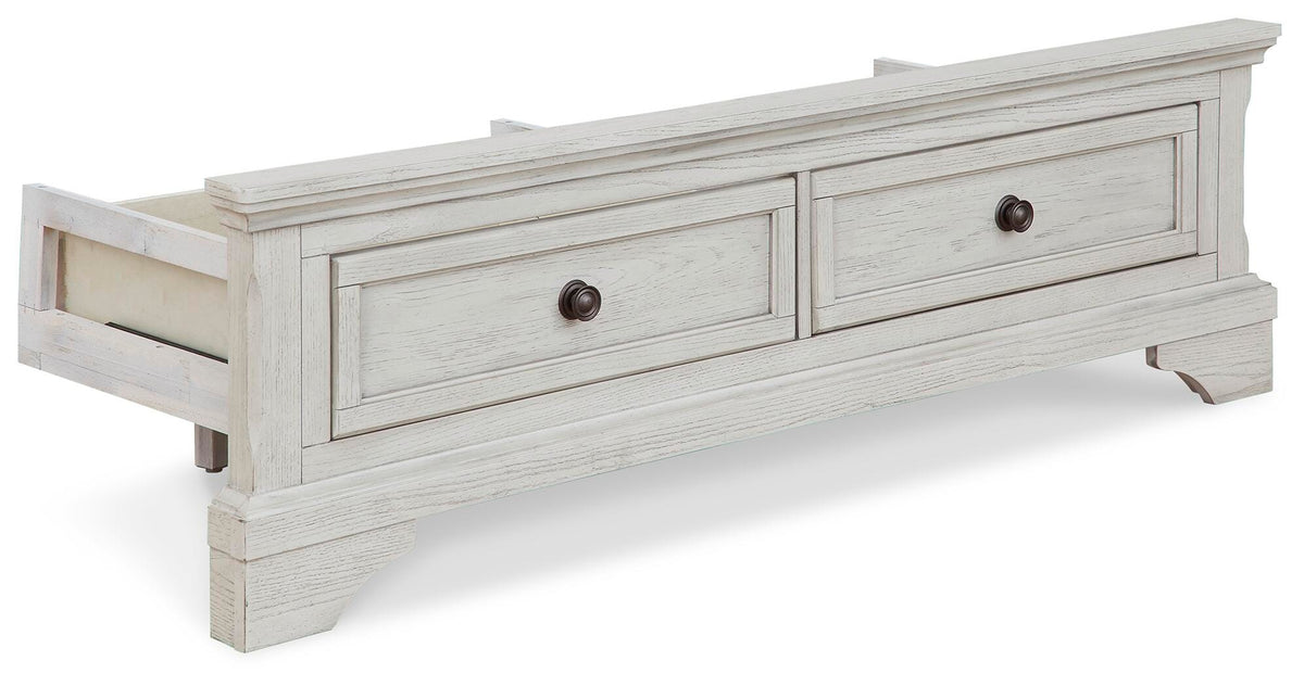 Robbinsdale Storage Footboard with Roll Slats (Youth) - Antique White  (B742-SI)