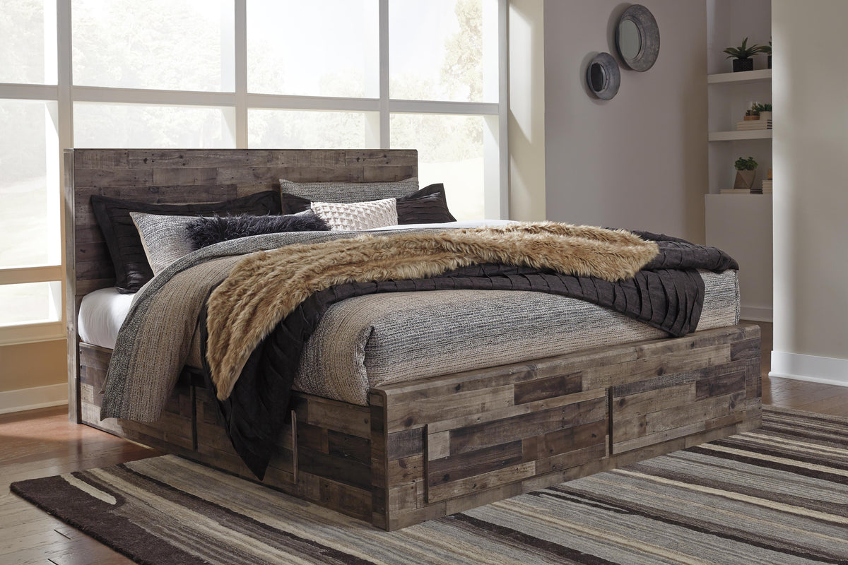 Derekson Panel Bed with 6 Storage Drawers - Multi Gray  (B200-SI) - Image 2