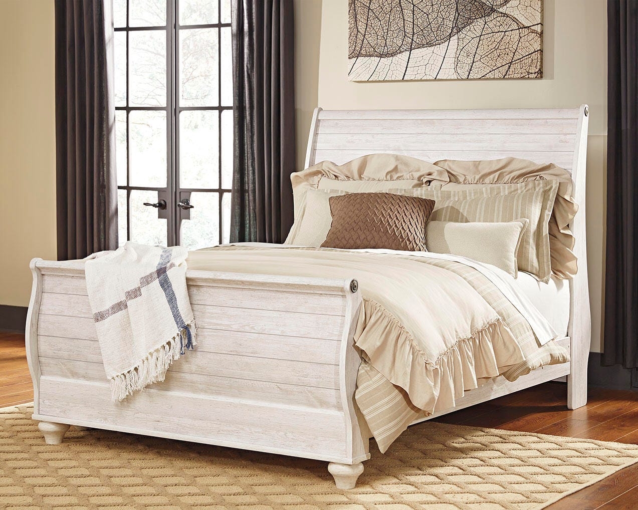 Willowton Sleigh Bed - Whitewash  (B267-SI) - Image 2