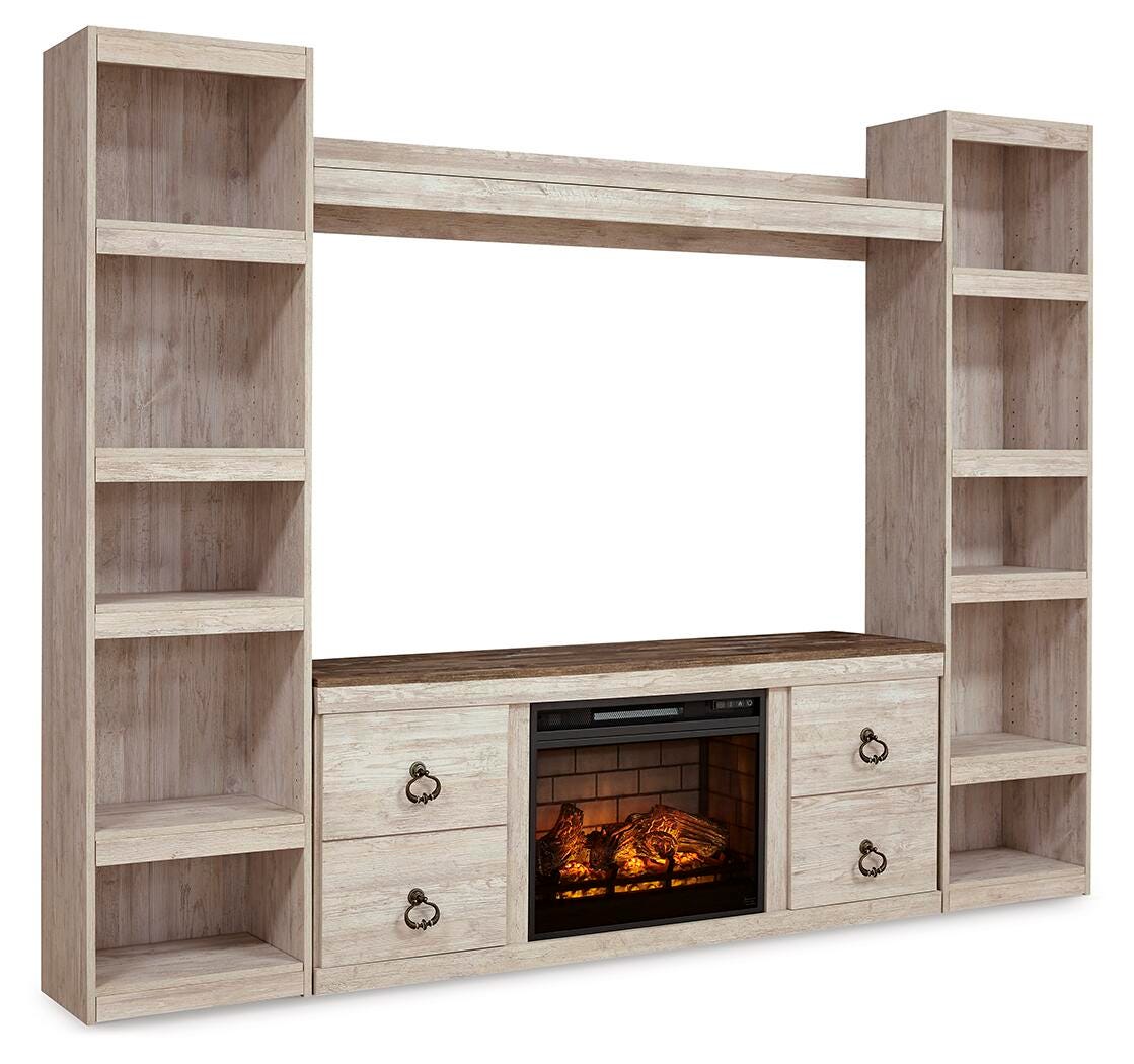 Willowton 4-Piece Entertainment Center with Electric Fireplace (EW0267-SI)