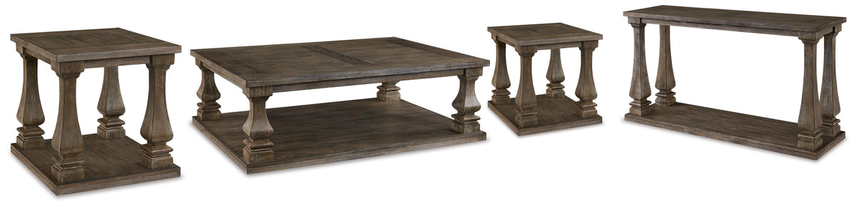 Johnelle Coffee Table, 2 End Tables and Sofa Table (T776-SI)