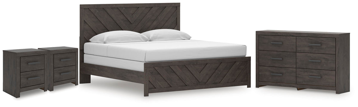 Prendonea Panel Bed, Dresser and 2 Nightstands (B3789-SI)