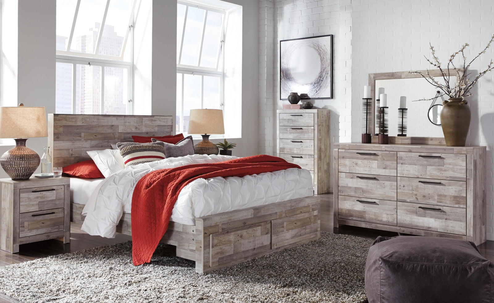 Effie Panel Headboard - Whitewash  (B255-SI) - Image 10