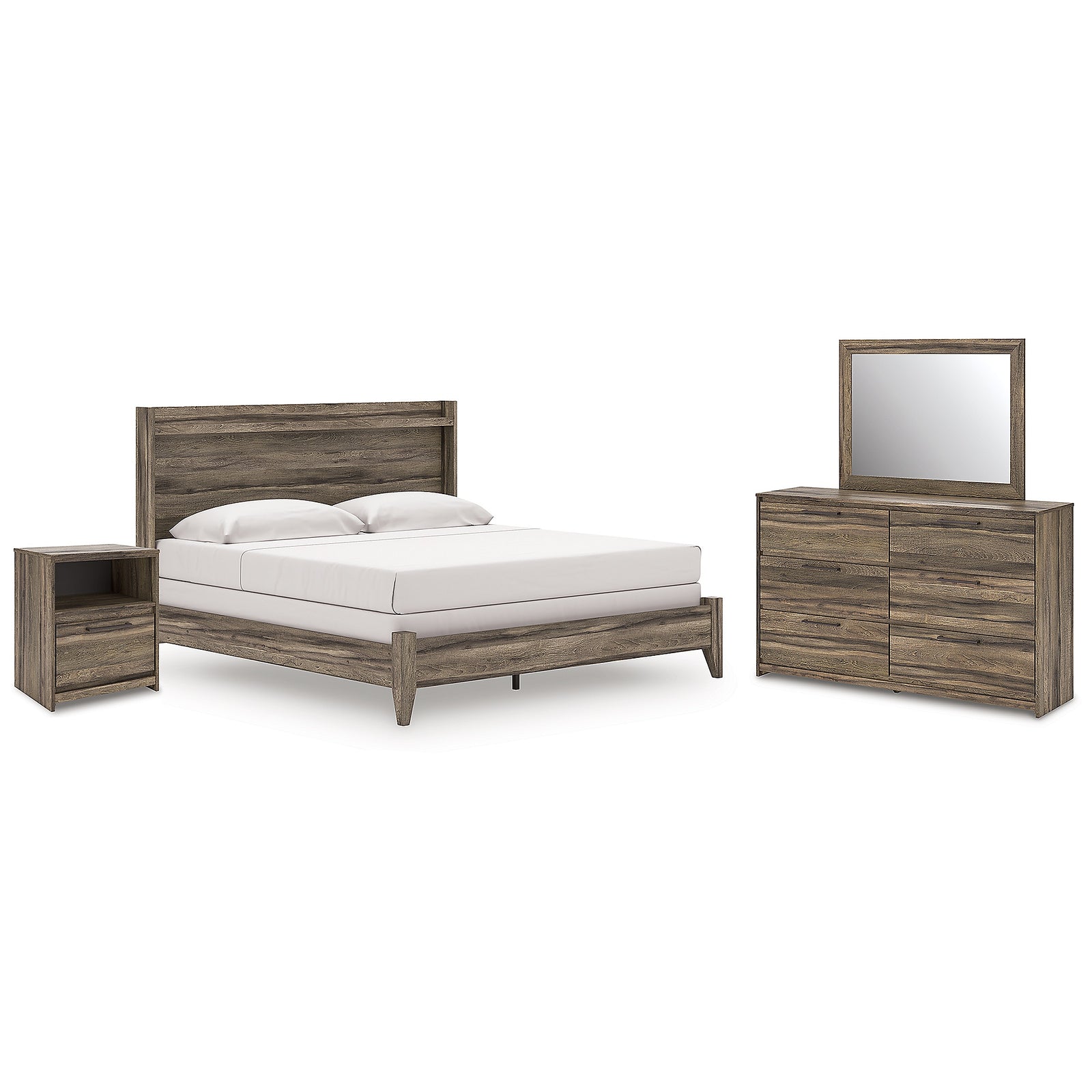 Elbrim King Panel Bed, Dresser, Mirror and Nightstand (PCB2005-SI)